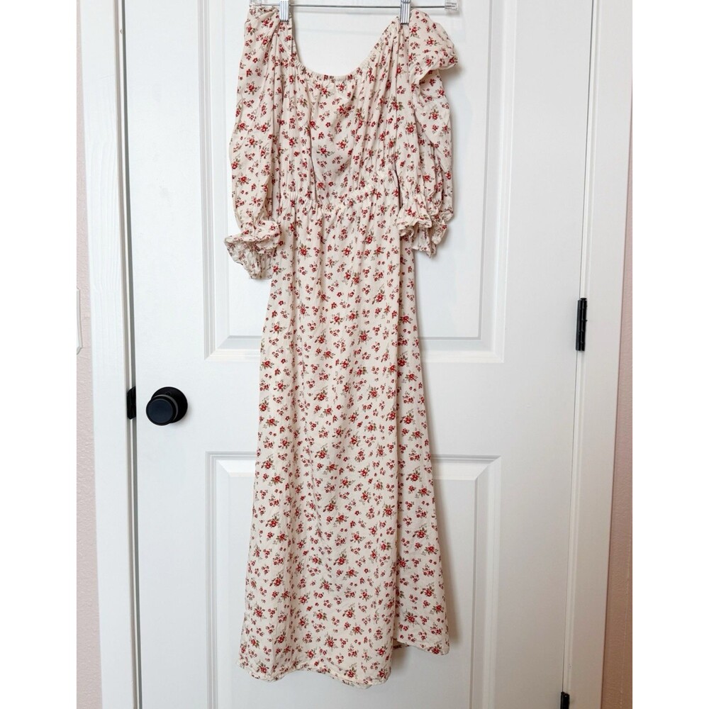 Reformation Karly Floral Midi Dress XS Puff Sleeve Soft French Girl Cottagecore